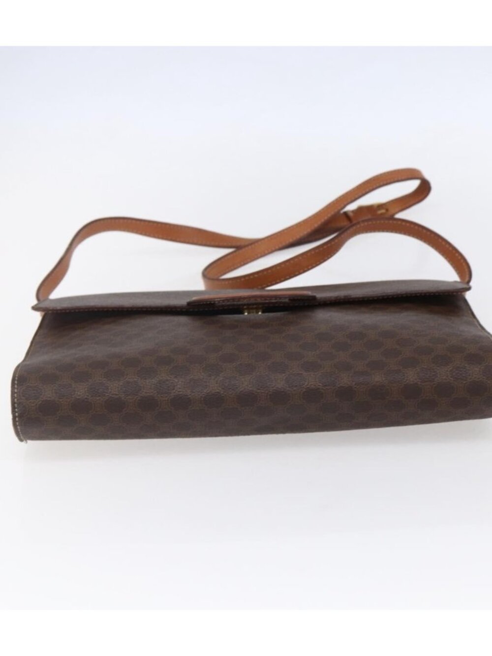 CELINE Macadam Canvas Circle Shoulder Bag PVC Leather Brown Gold - Picture 7 of 16